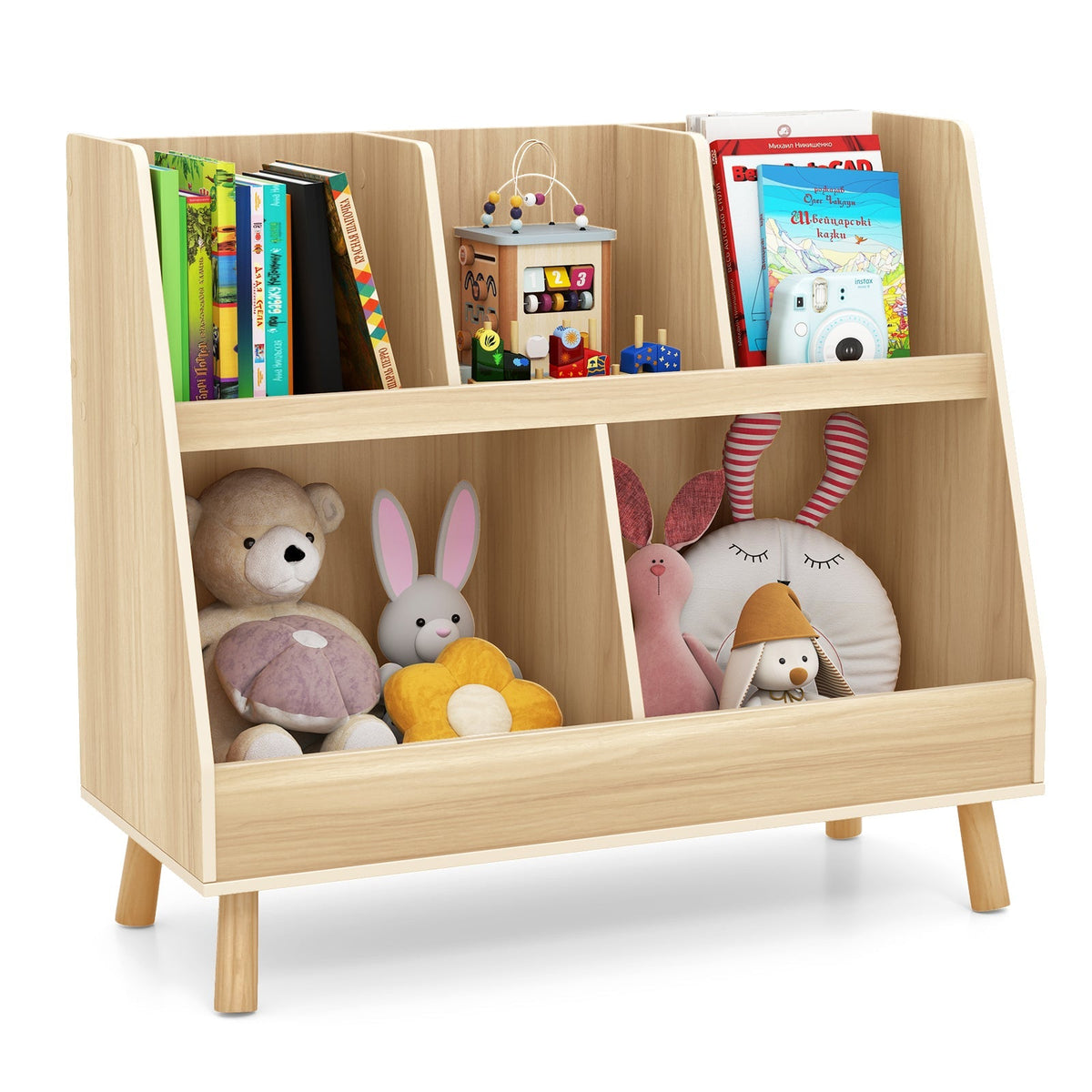 5-Cube Kids Bookshelf and Toy Organizer with Anti-Tipping Kits