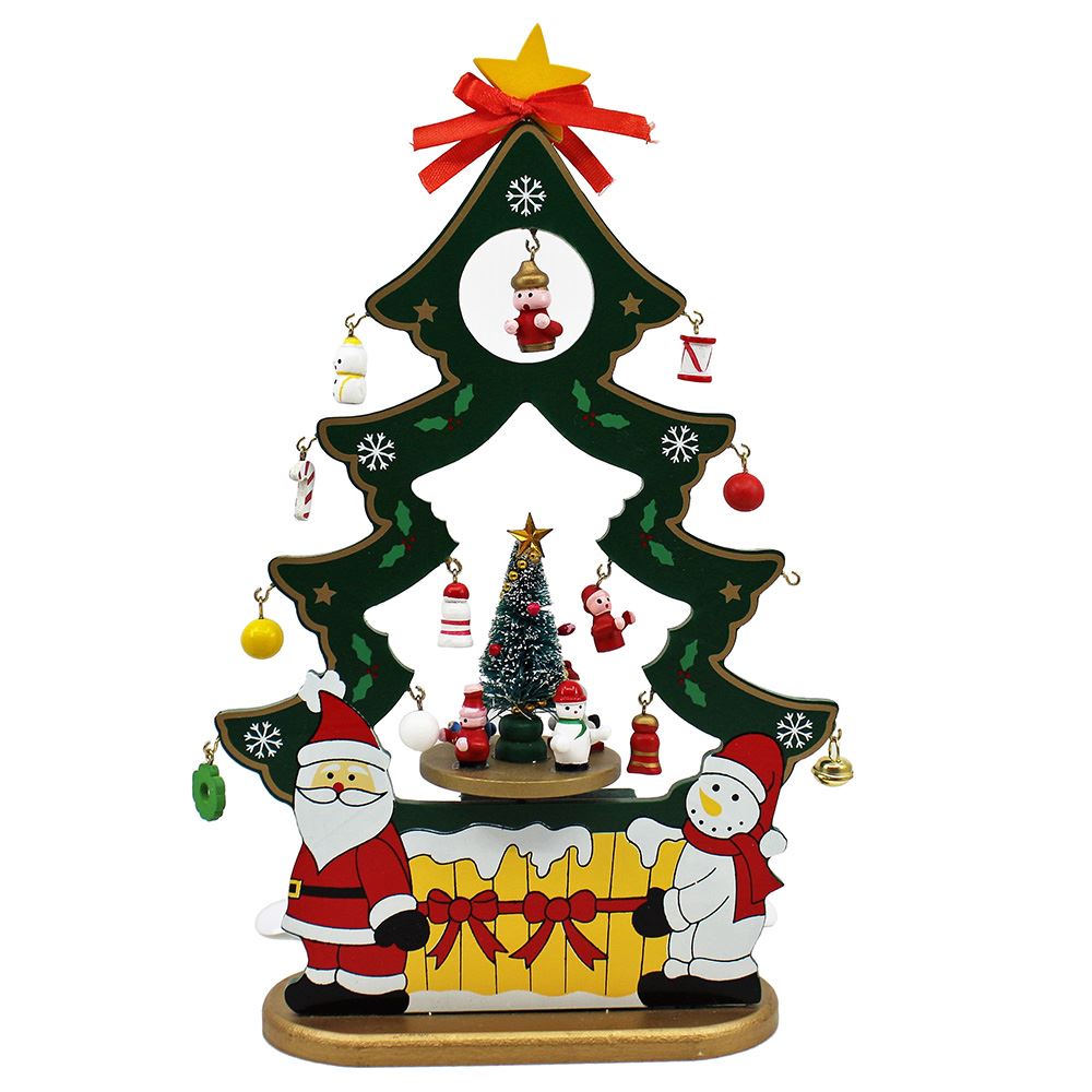 Árbol decorativo con Santa y muñeco de nieve musicales de cuerda