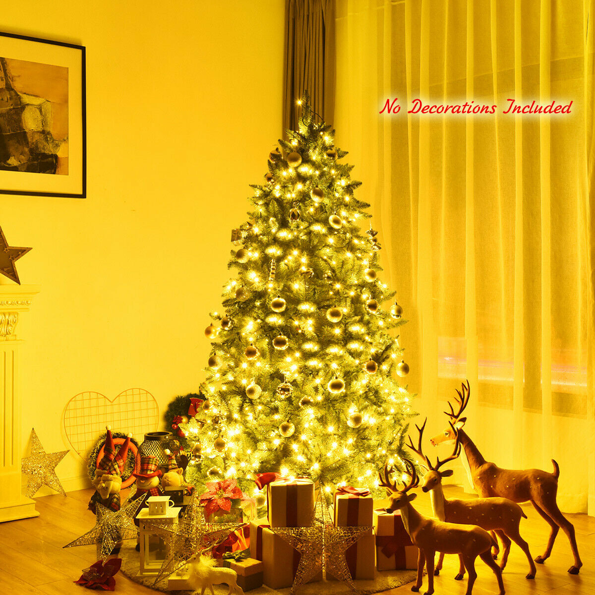 Premium Hinged Artificial Fir Christmas Tree with LED Lights