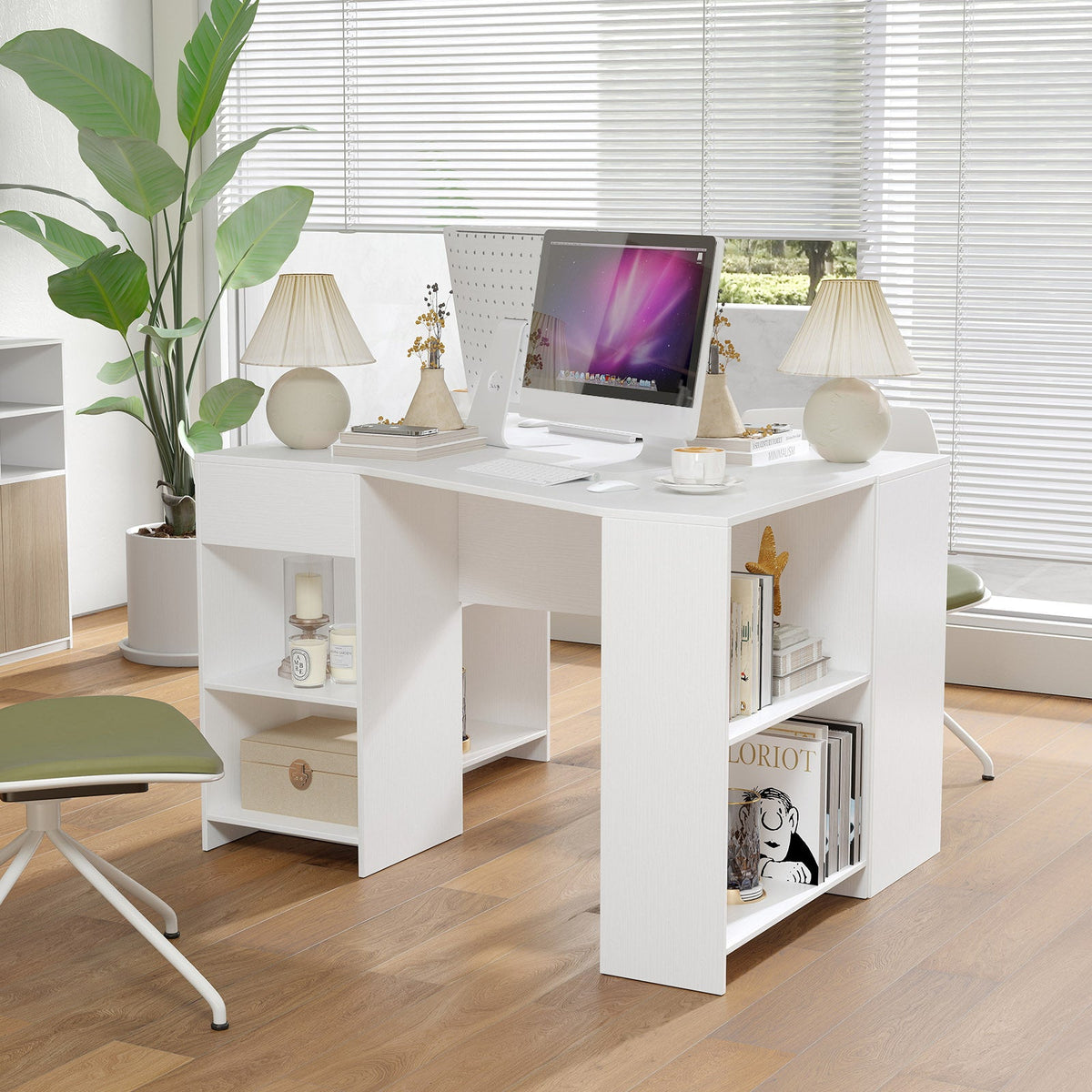 48 Inches L Shaped Corner Executive Computer Desk with Drawer-White