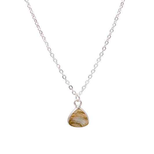Labradorite 10mm Silver Plated Pendant Necklace 18in