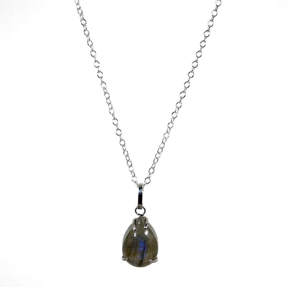 Labradorite Sterling Silver Pendant Necklace Teardrop