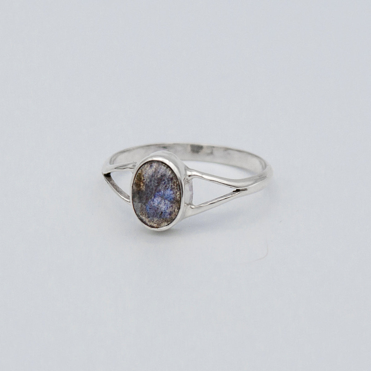 Labradorite Sterling Silver Ring Oval Stone Boho Adjustable