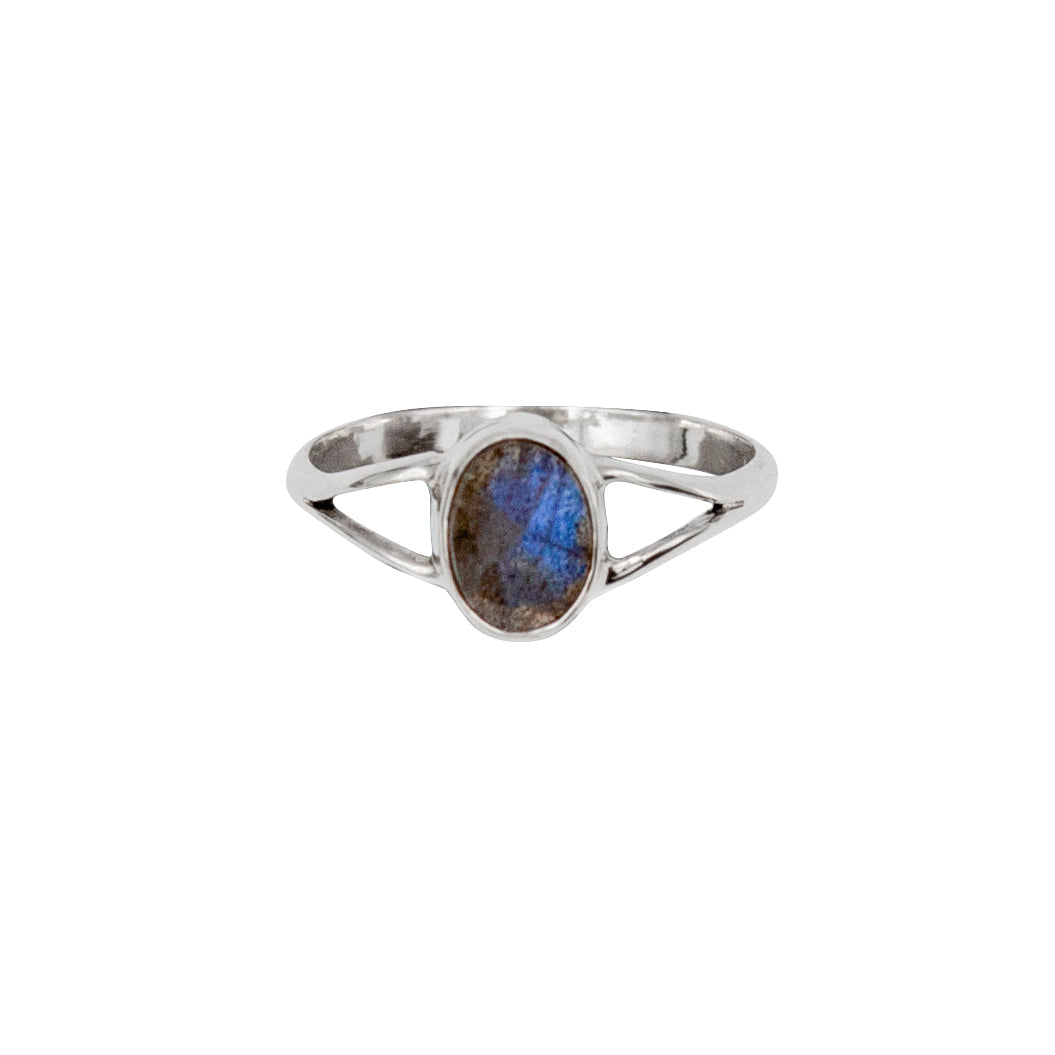 Labradorite Sterling Silver Ring Oval Stone Boho Adjustable