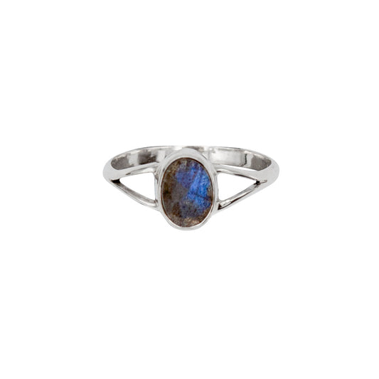 Labradorite Sterling Silver Ring Oval Stone Boho Adjustable