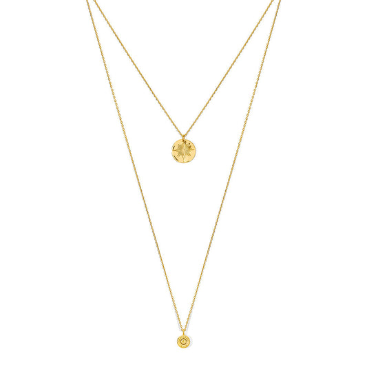 Layered North Star Bullet Necklace Recycled Bombshell Pendant Gold Plated