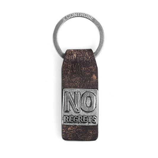 Leather Keychain No Regrets Engraved Message Gift For Him