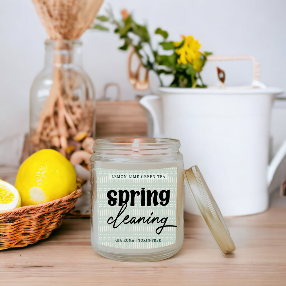 Lemon Lime Green Tea Candle Fresh Verbena Citrus Green Tea Scent 8oz