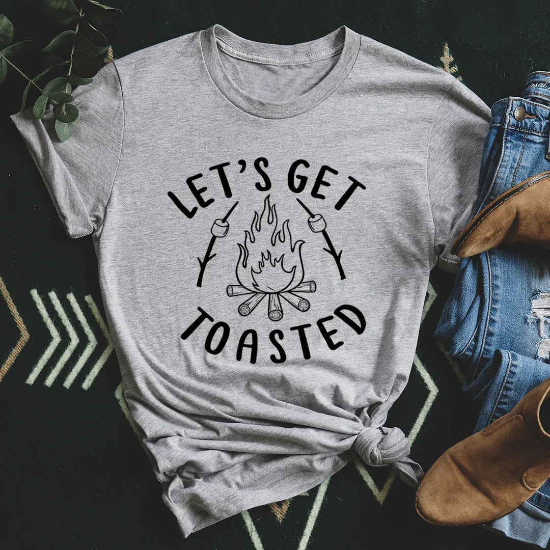 \"Let's Get Toasted\" – Bonfire Camping Graphic T-Shirt