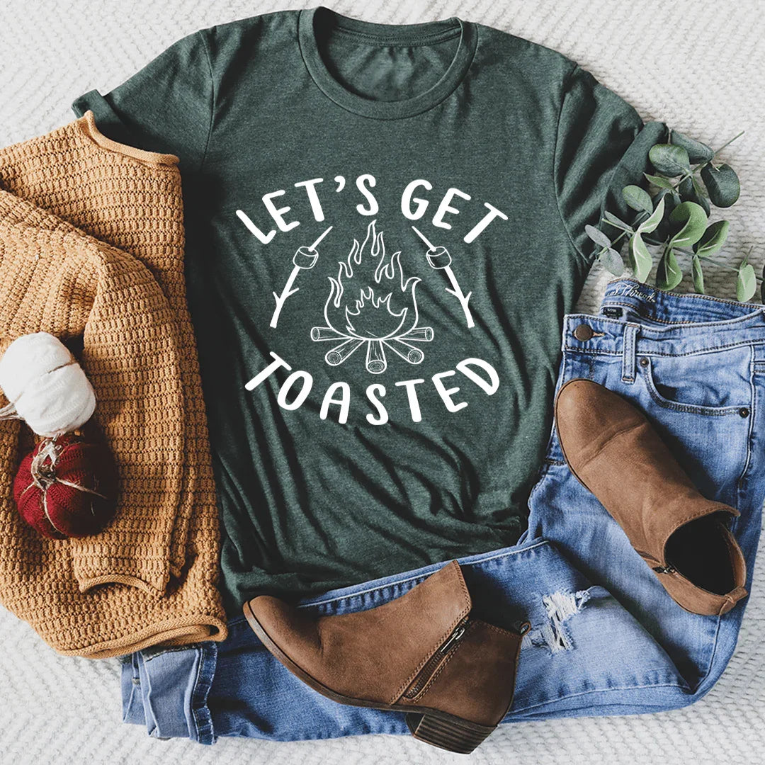 \"Let's Get Toasted\" – Bonfire Camping Graphic T-Shirt