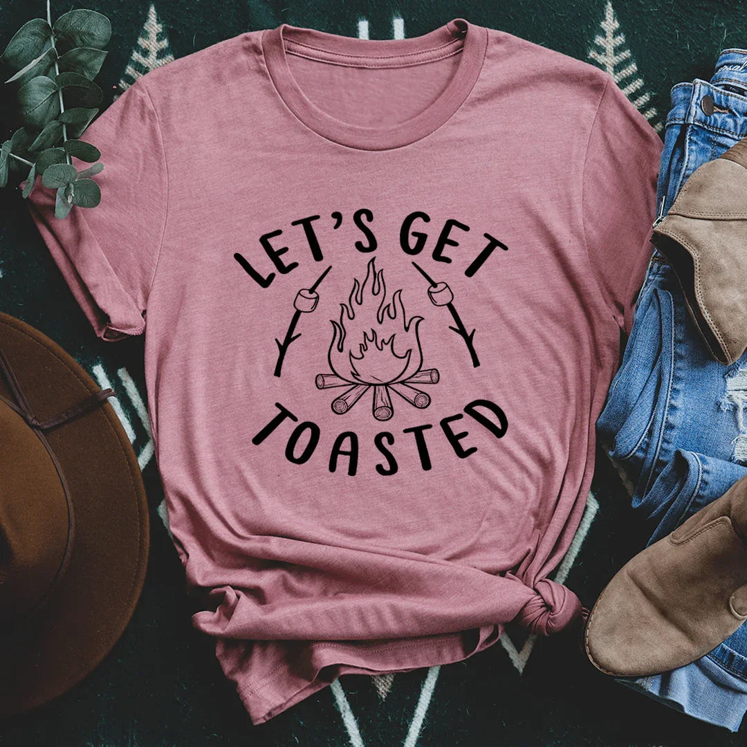 \"Let's Get Toasted\" – Bonfire Camping Graphic T-Shirt