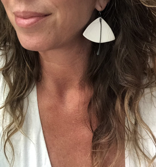Lightweight Ceramic Boho Statement Dangle Earrings Handmade