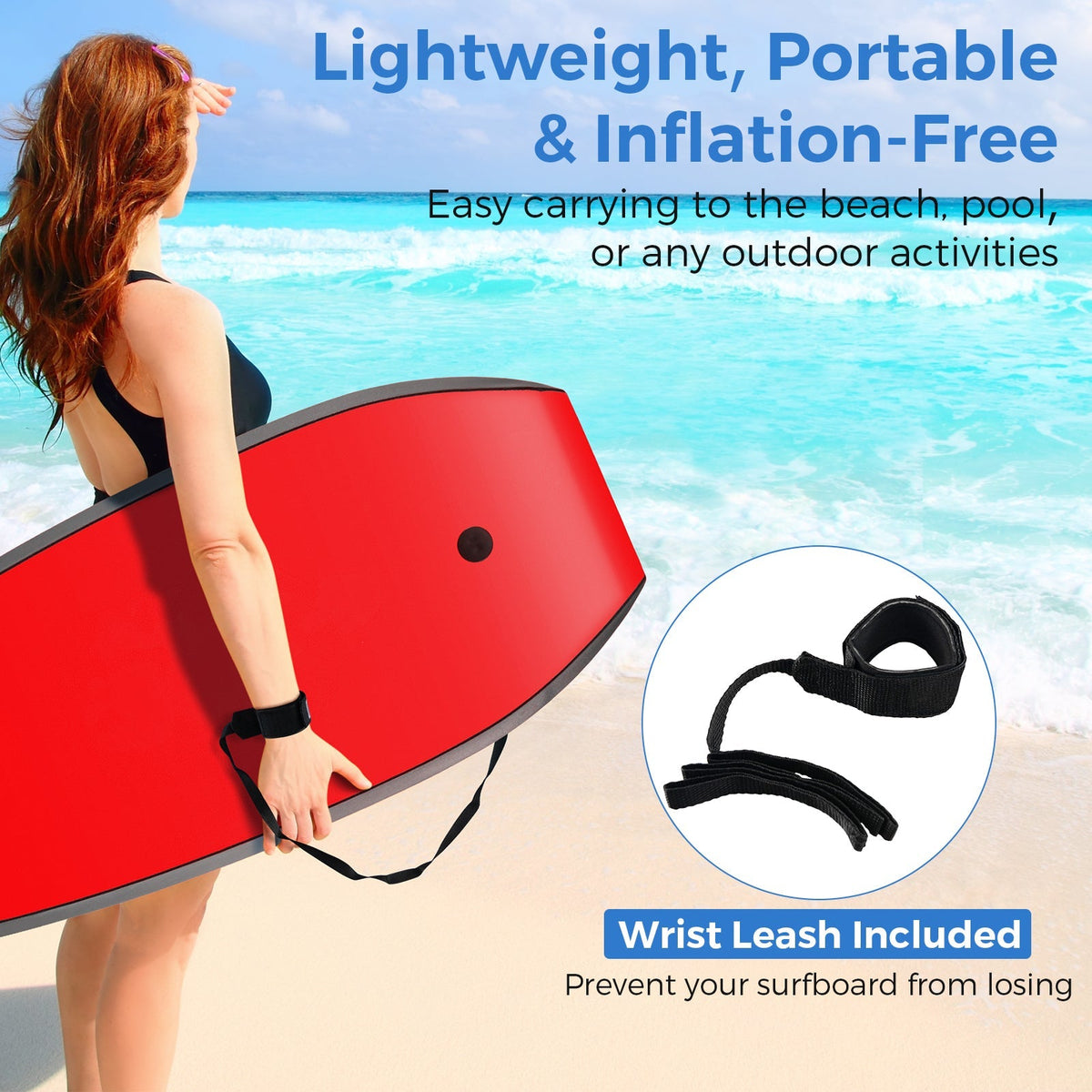33/37/41 Inches Lightweight Body Board Boogie Board with EPS Core XPE Deck HDPE Bottom Multicolor2