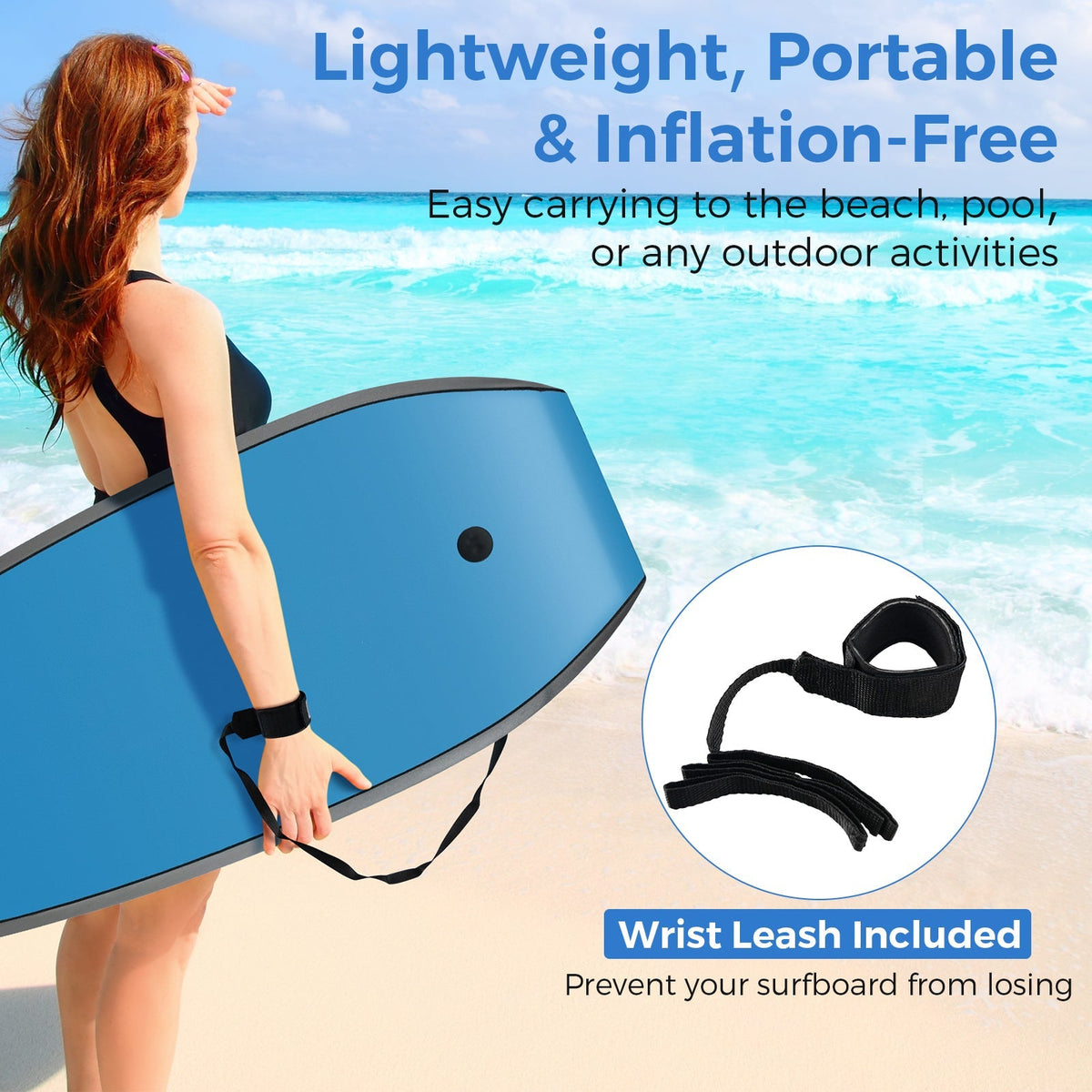 33/37/41 Inches Lightweight Body Board Boogie Board with EPS Core XPE Deck HDPE Bottom Multicolor3