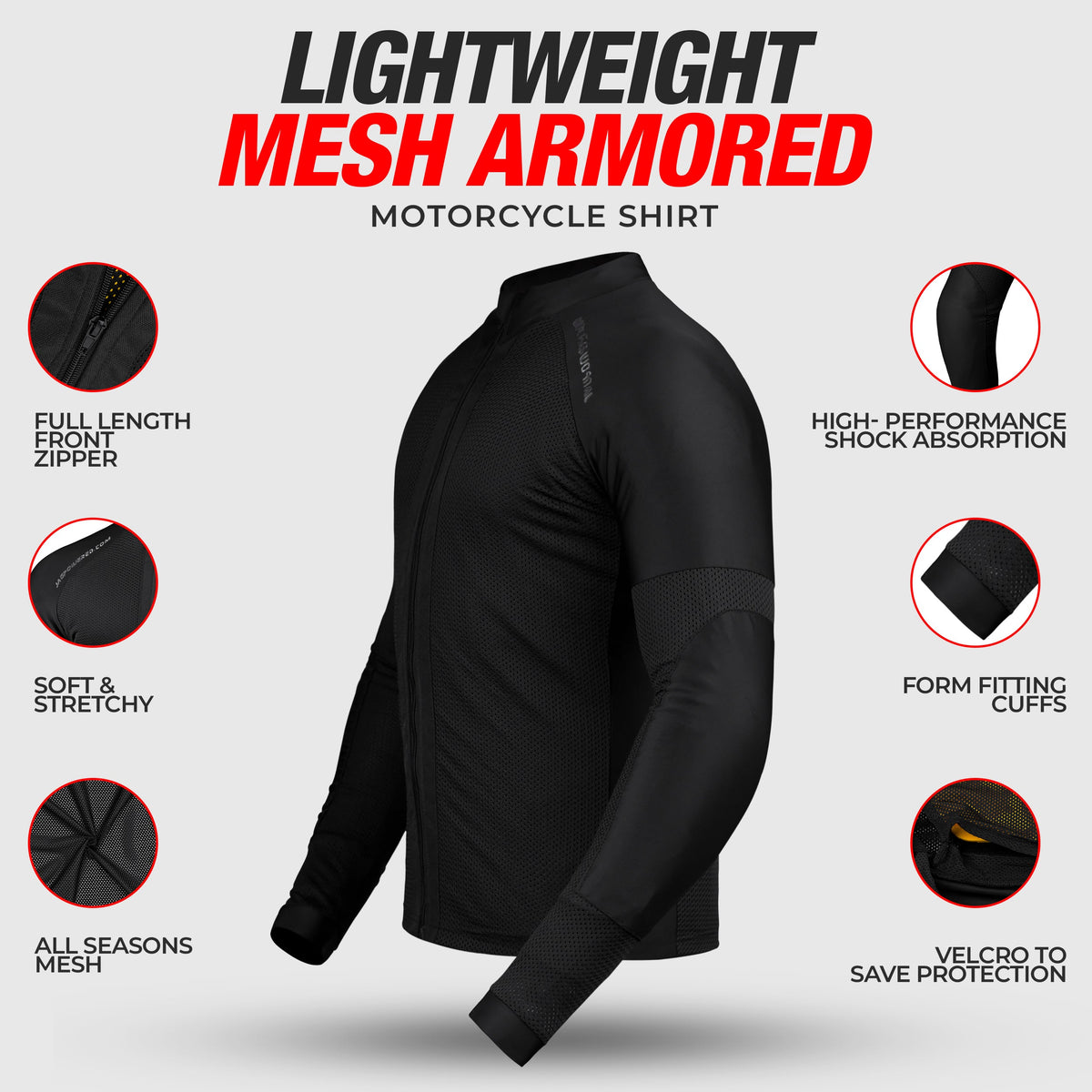 Camisa de motocicleta de malla JAG | Protección con certificación CE