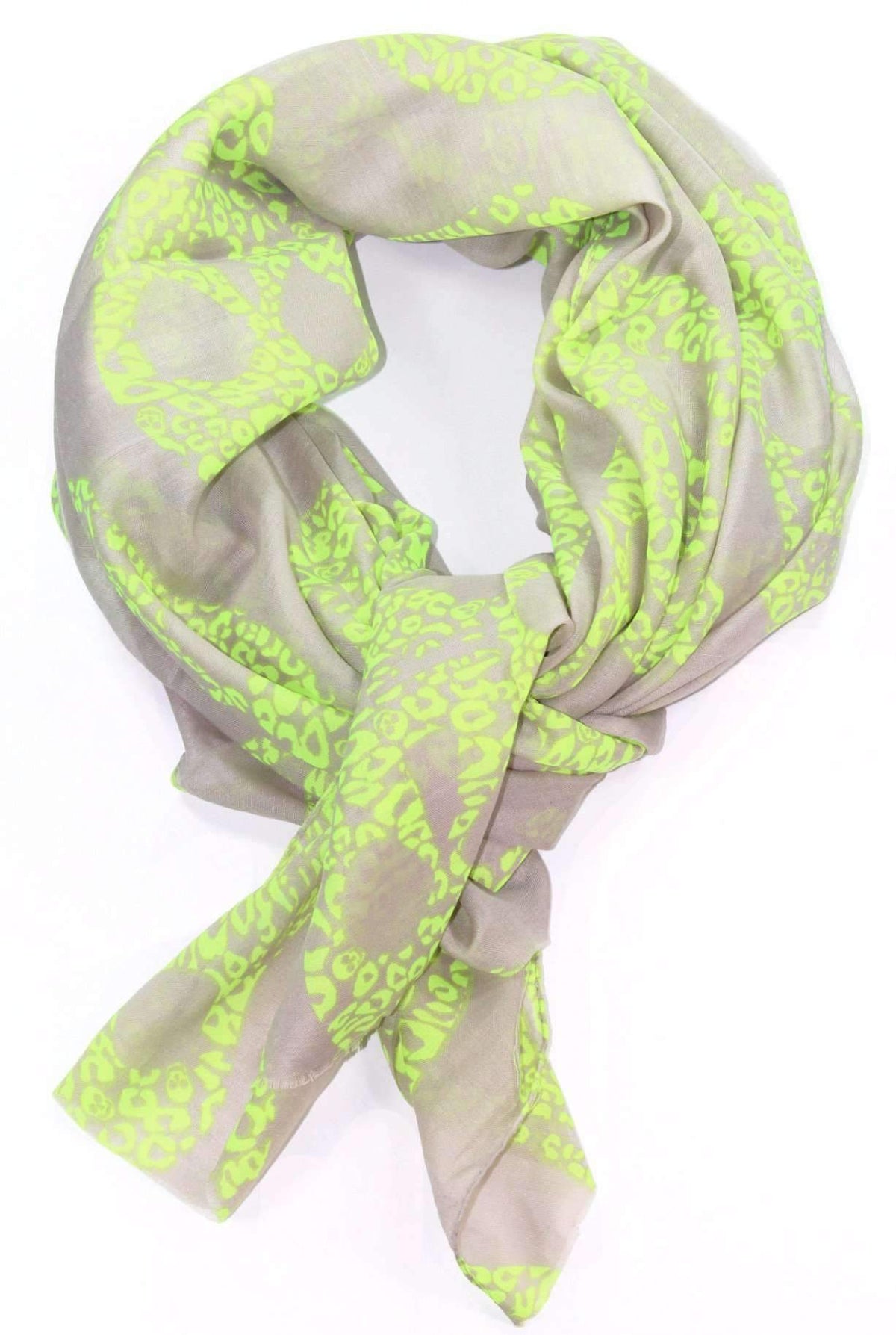 Lime Green Skull Scarf Lightweight Women Fashion Accessory