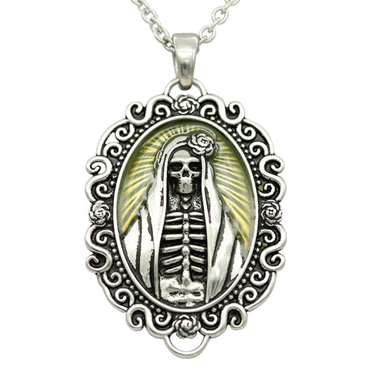 Madonna Skull Cameo Necklace Gothic Day Of Dead Pendant