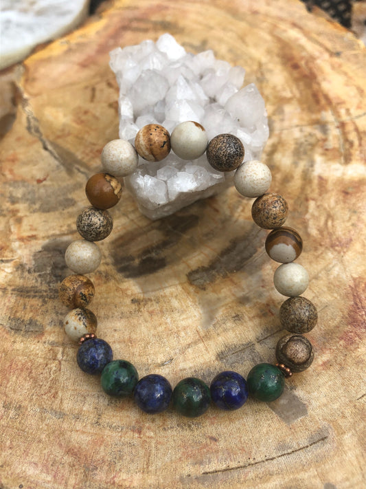 Malachite Chrysocolla Picture Jasper Stretch Bracelet