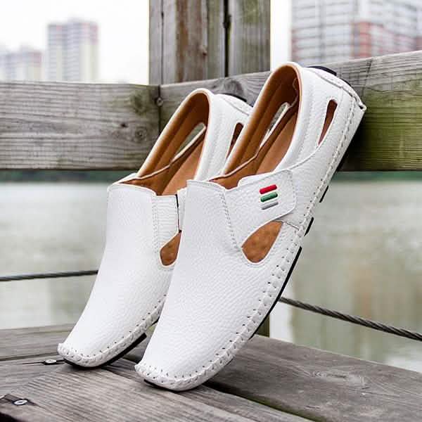 Zapatos Casuales de Hombre sin Cordones de Cuero Calado