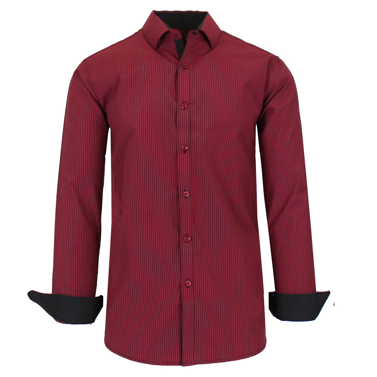 Men's Long Sleeve Slim Fitting Gingham Pattern Dress Shirts