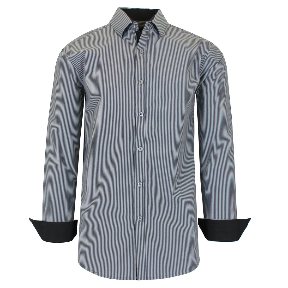 Men's Long Sleeve Slim Fitting Gingham Pattern Dress Shirts