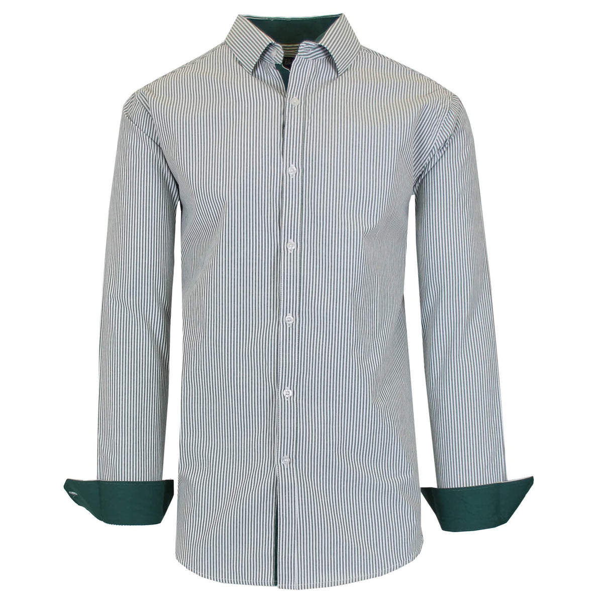 Men's Long Sleeve Slim Fitting Gingham Pattern Dress Shirts