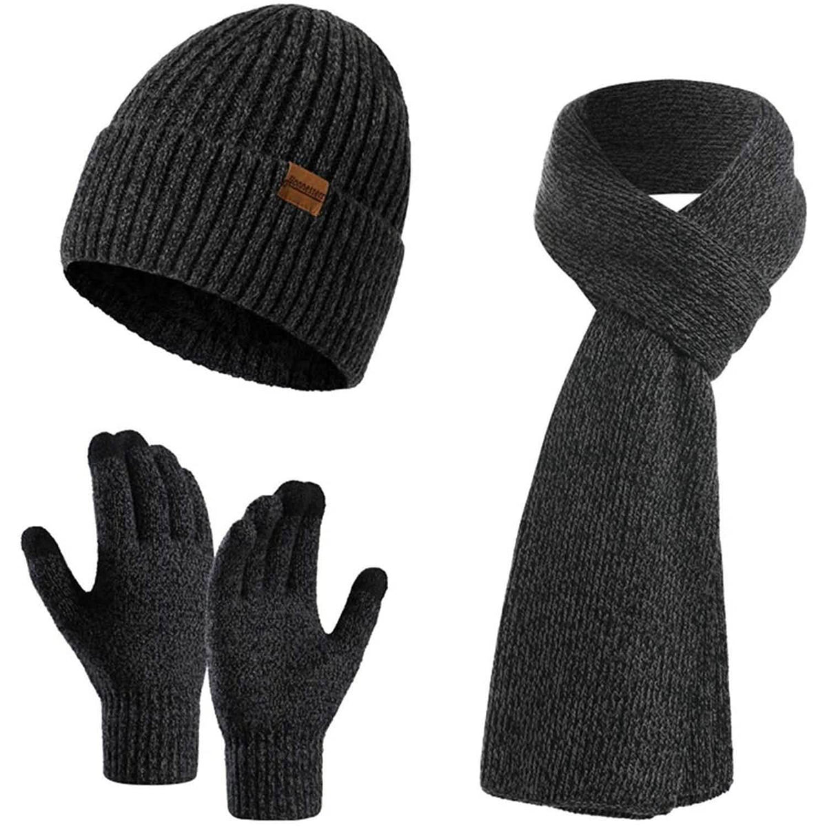 Men's Scaves and Beanie Hat Themal Gloves Set