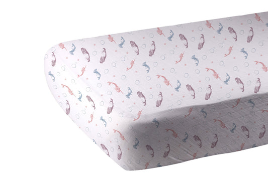 Mermaid Bamboo Muslin Crib Sheet Ultra Soft Breathable