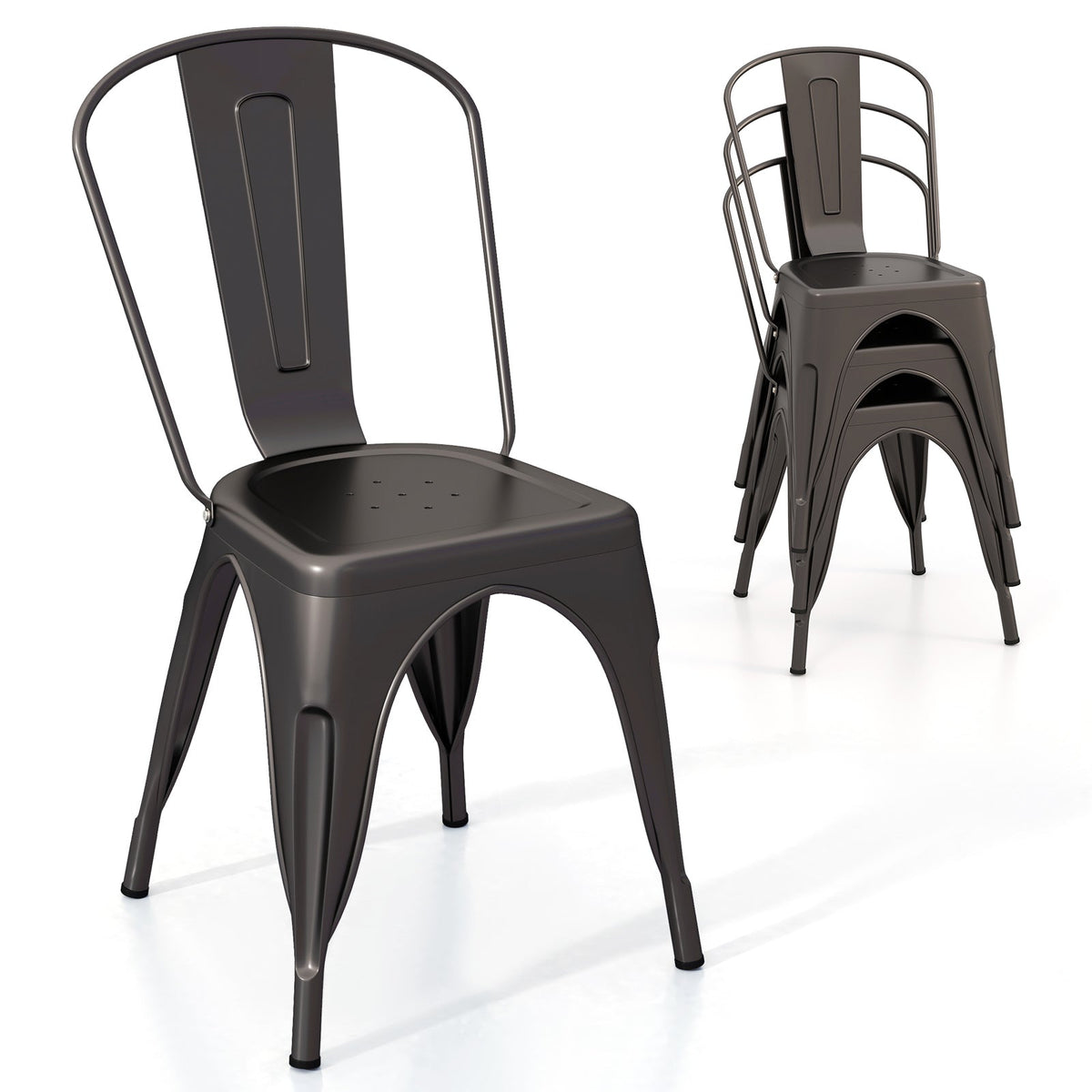 Juego de 4 sillas de comedor de metal con respaldo extraíble para comedor, restaurante, sala de estar