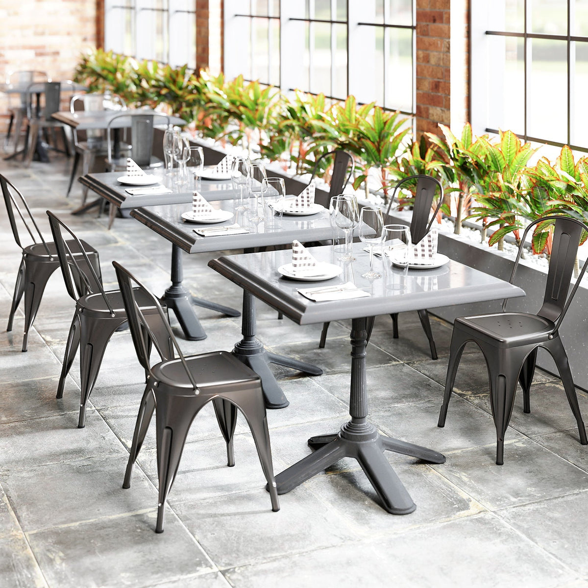 Juego de 4 sillas de comedor de metal con respaldo extraíble para comedor, restaurante, sala de estar