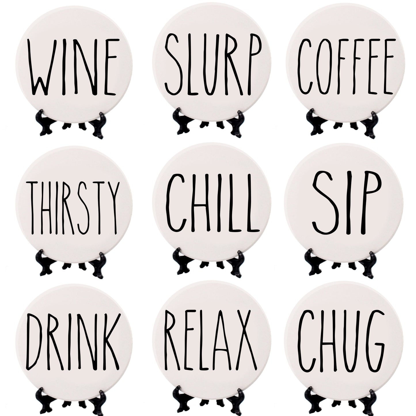 Minimalist Coasters Set - Modern Absorbent Drink Coasters for Home Decor