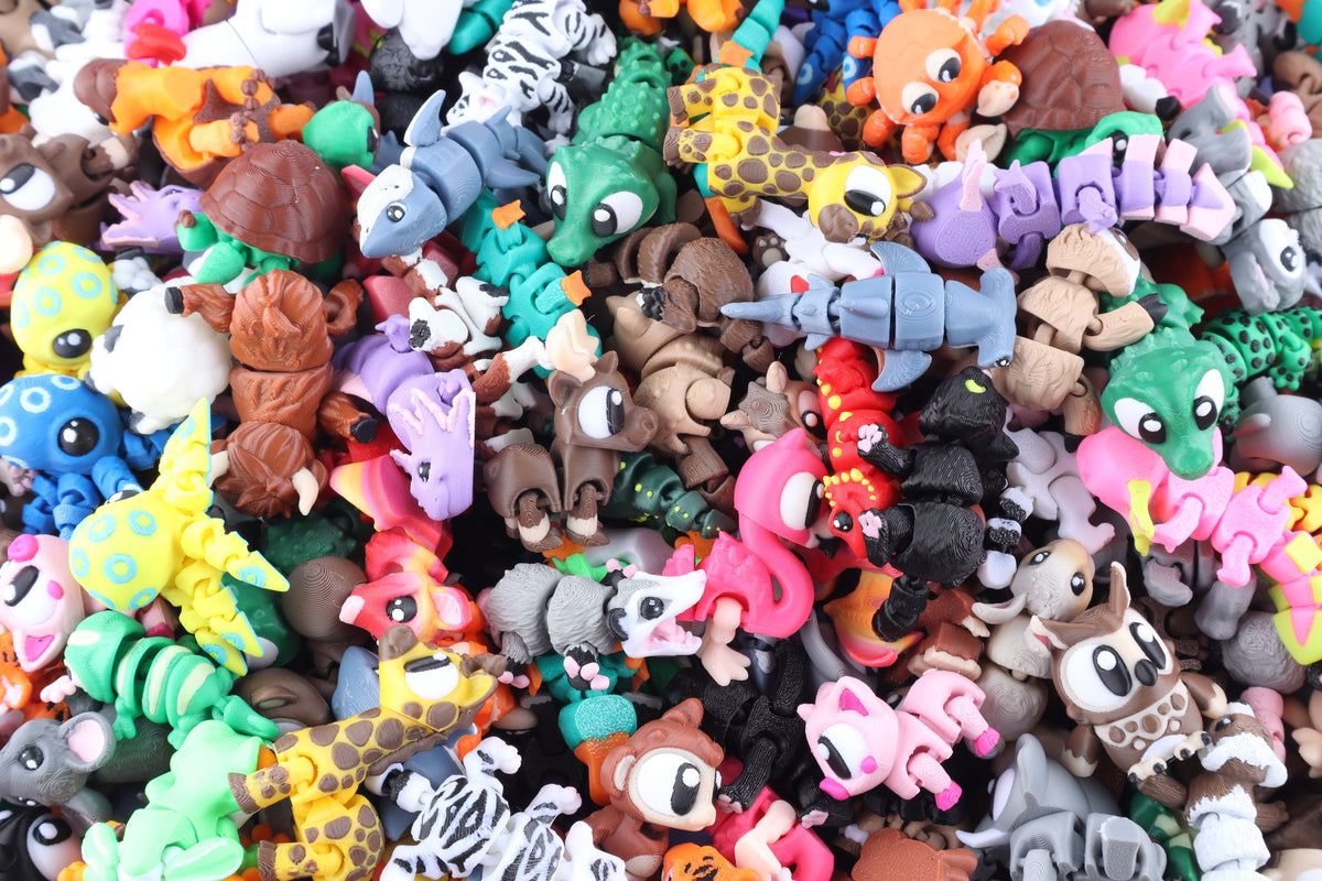 Paquete de mini juguetes antiestrés con diseño de criatura impreso en 3D – Set de regalo de bolsa de dulces sensoriales