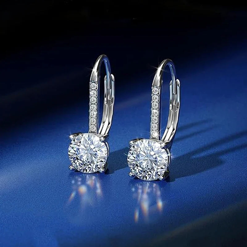 Moissanite 1ct 925 Sterling Silver Stud Earrings Unisex Retro Classic Wedding