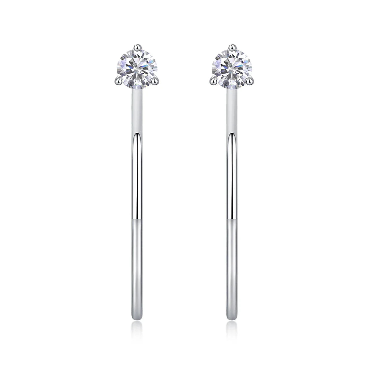 Moissanite 4mm D Color Hoop Earrings 2pc 925 Sterling Silver White Gold