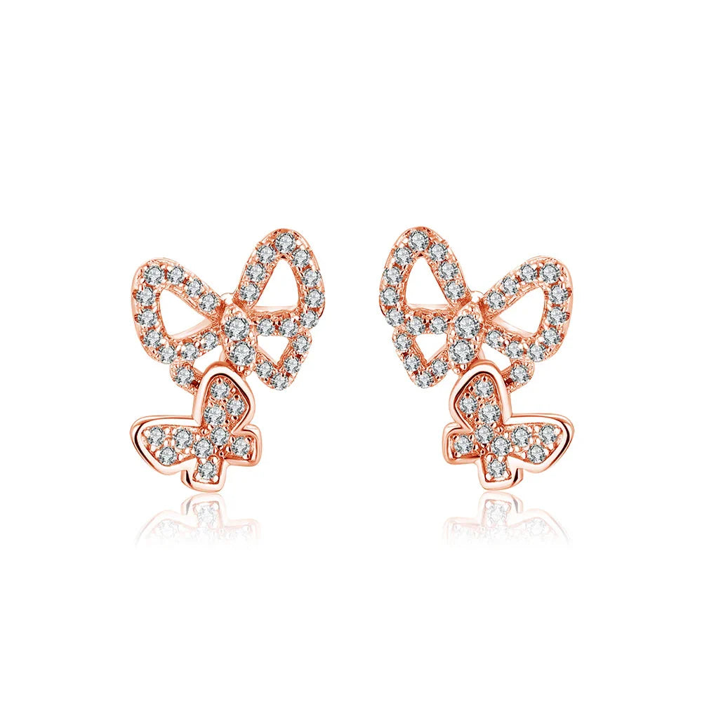 Moissanite Butterfly Stud Earrings 925 Sterling Silver Sparkle Wedding Jewelry