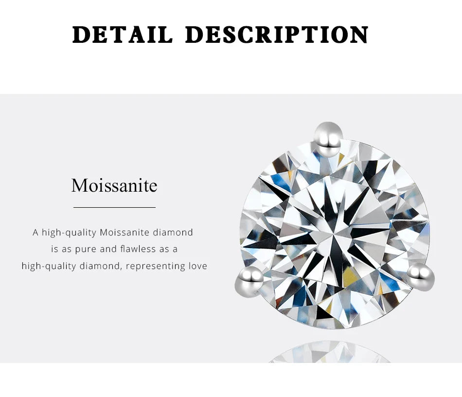 Moissanite Stud Earrings 925 Sterling Silver Small Classic Korean Fashion Gift
