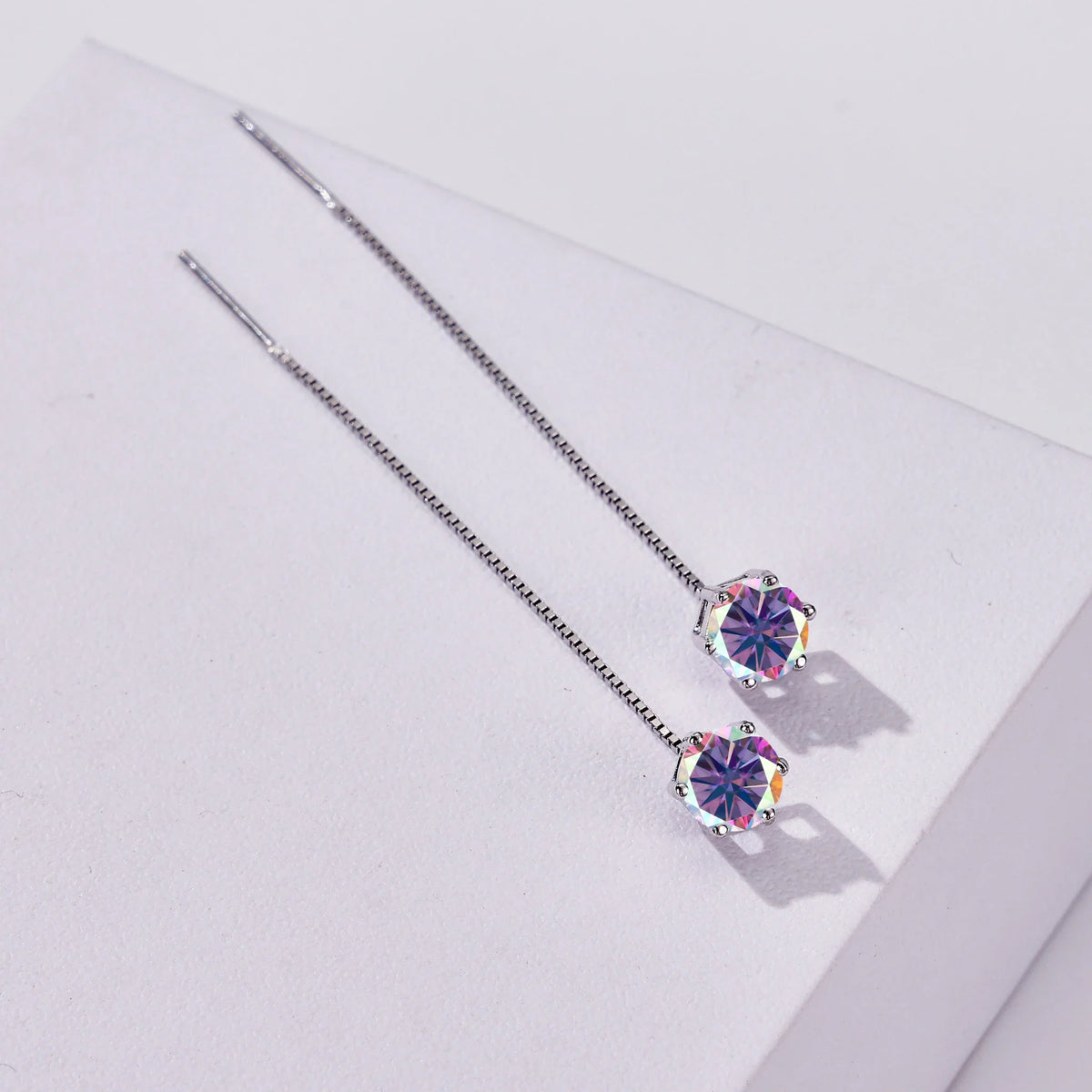Moissanite Drop Earrings 5-6.5mm Sterling 925 Silver Solitaire Dangle Gift