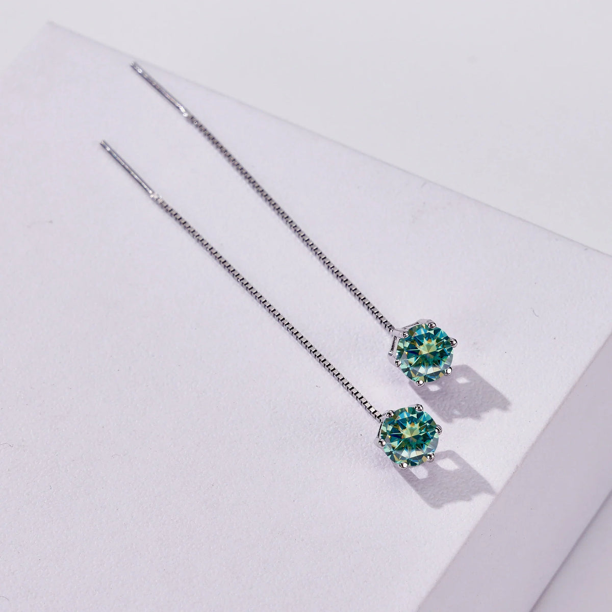 Moissanite Drop Earrings 5-6.5mm Sterling 925 Silver Solitaire Dangle Gift