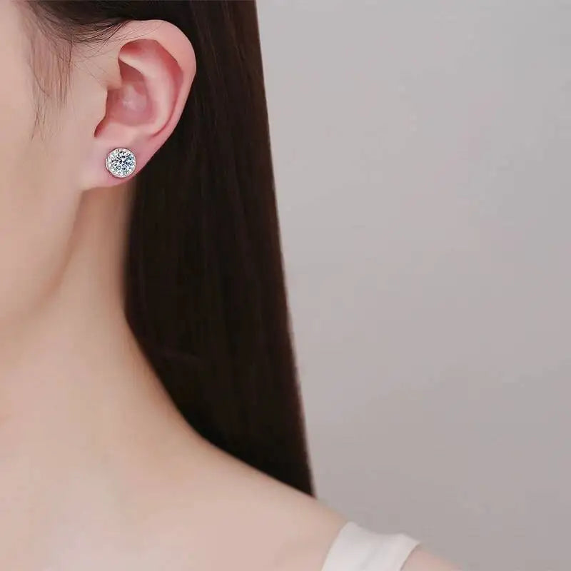 Moissanite Earrings 925 Sterling Silver Clip Stud Luxury Gift For Women
