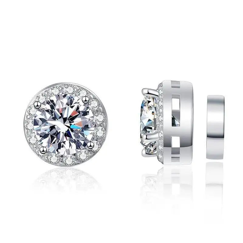 Moissanite Earrings 925 Sterling Silver Clip Stud Luxury Gift For Women