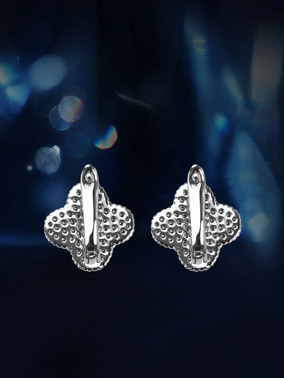 Moissanite Four-Leaf Clover Clip Earrings 925 Sterling Silver Women Studs