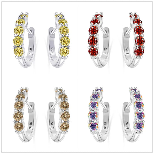 1ct D Color 3mm Moissanite Hoop Charm Earrings 925 Sterling Silver Women