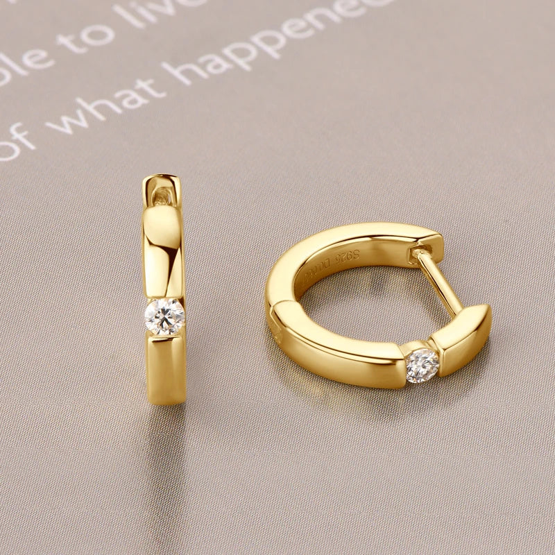 Moissanite Hoop Earrings 2mm VVS1 925 Sterling Silver Simple Unisex Gift