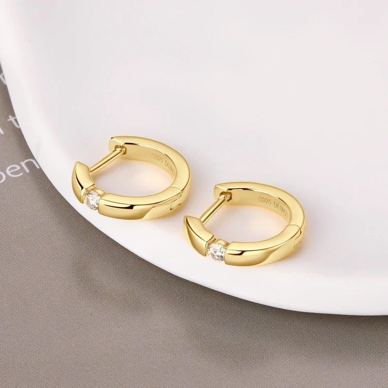 Moissanite Hoop Earrings 2mm VVS1 925 Sterling Silver Simple Unisex Gift