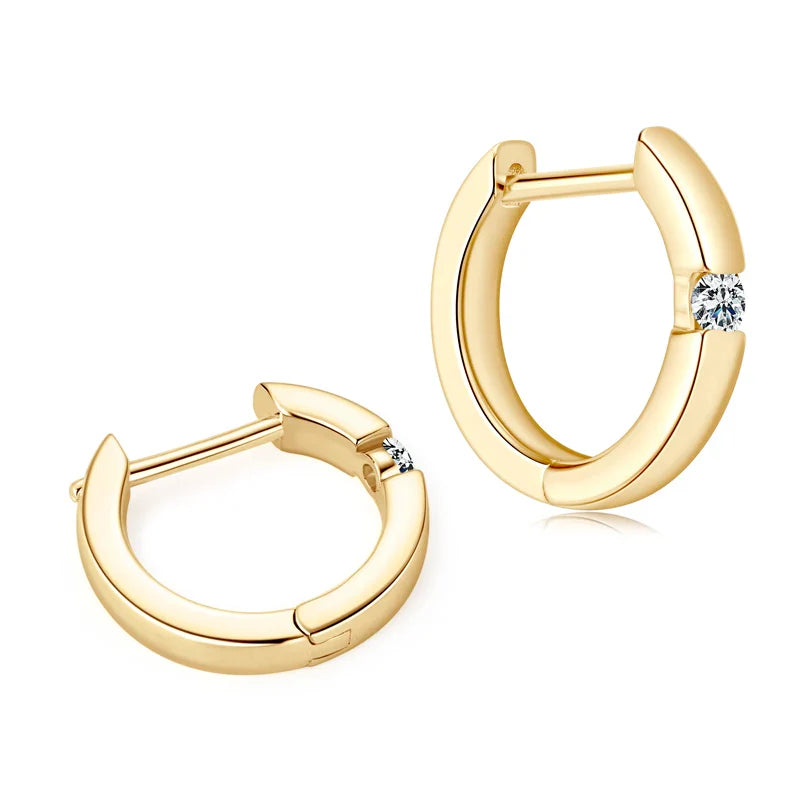 Moissanite Hoop Earrings 2mm VVS1 925 Sterling Silver Simple Unisex Gift