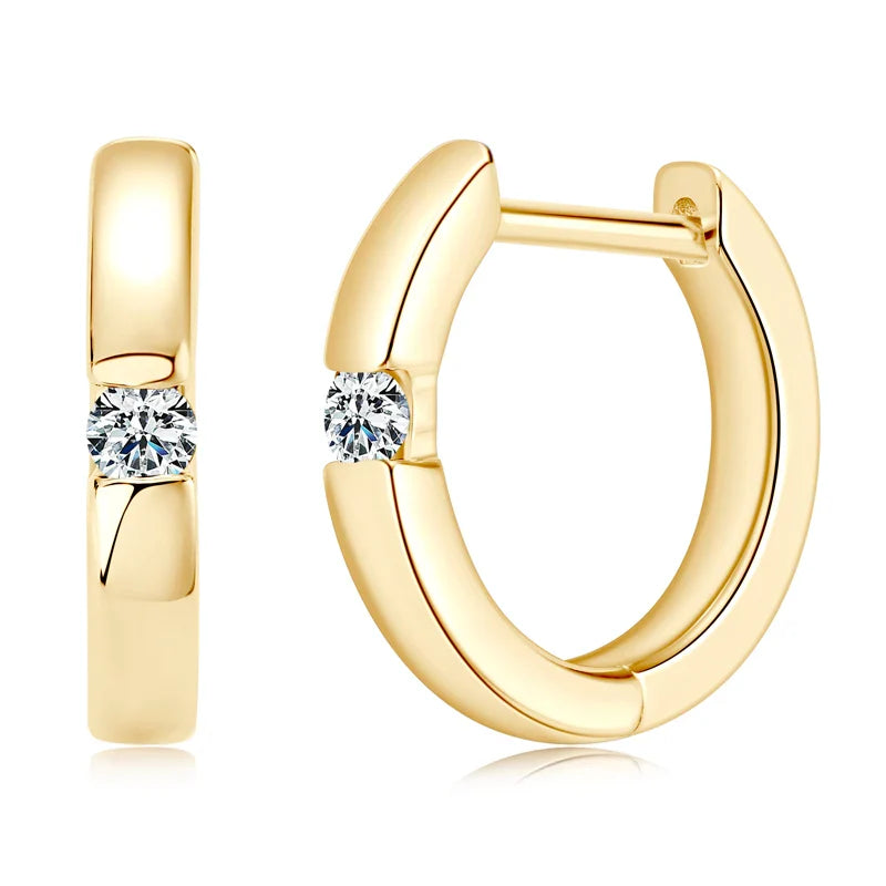 Moissanite Hoop Earrings 2mm VVS1 925 Sterling Silver Simple Unisex Gift