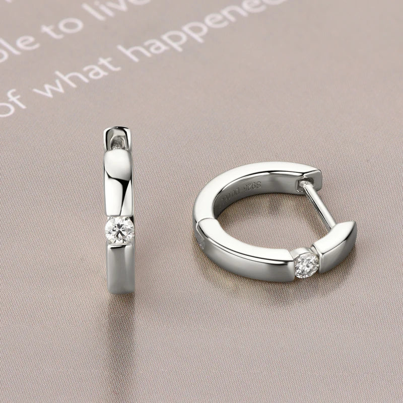 Moissanite Hoop Earrings 2mm VVS1 925 Sterling Silver Simple Unisex Gift