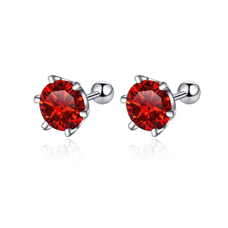 Moissanite Screw Stud Earrings 0.5-2ct D Color 925 Sterling Silver Wedding Studs