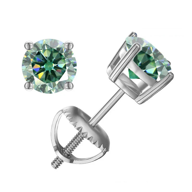 Moissanite Screw-Back Stud Earrings 0.5-2CT Four-Prong S925 Sterling Silver