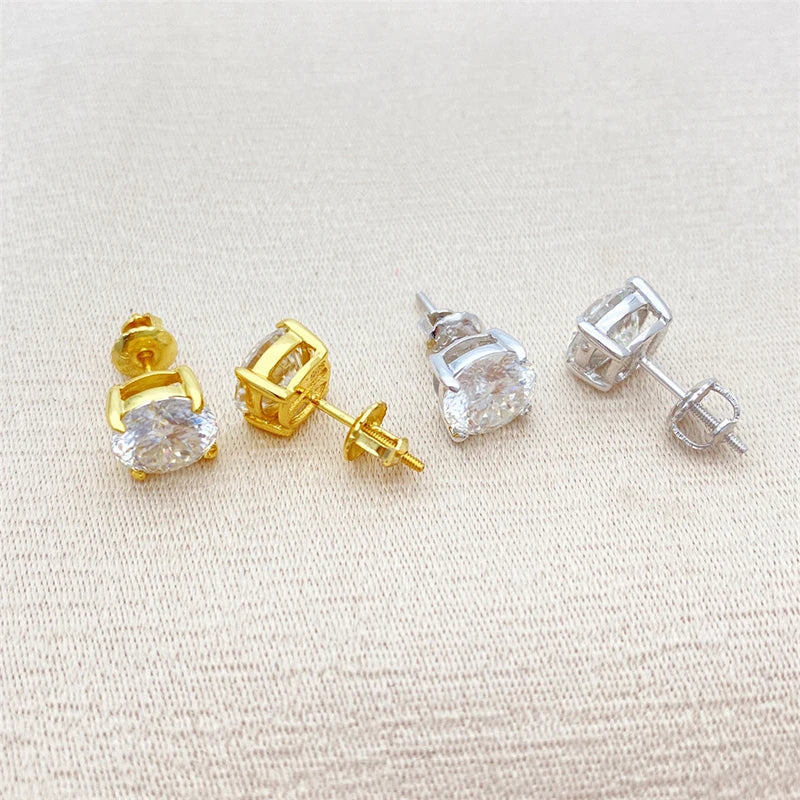Moissanite Screw-Back Stud Earrings 0.5-2CT Four-Prong S925 Sterling Silver